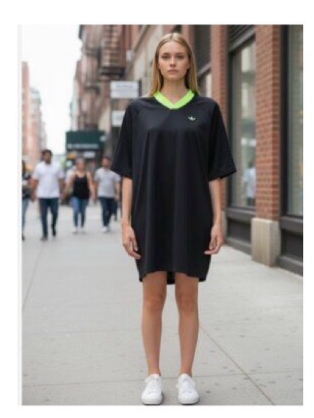 adidas Black Mini Dress with Neon Green Trim